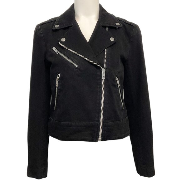 Rag & Bone Black Denim Moto Jacket